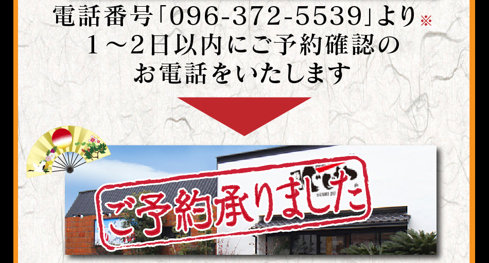 以上でご予約確定です、12/31当日は指定店舗でお引き取りください